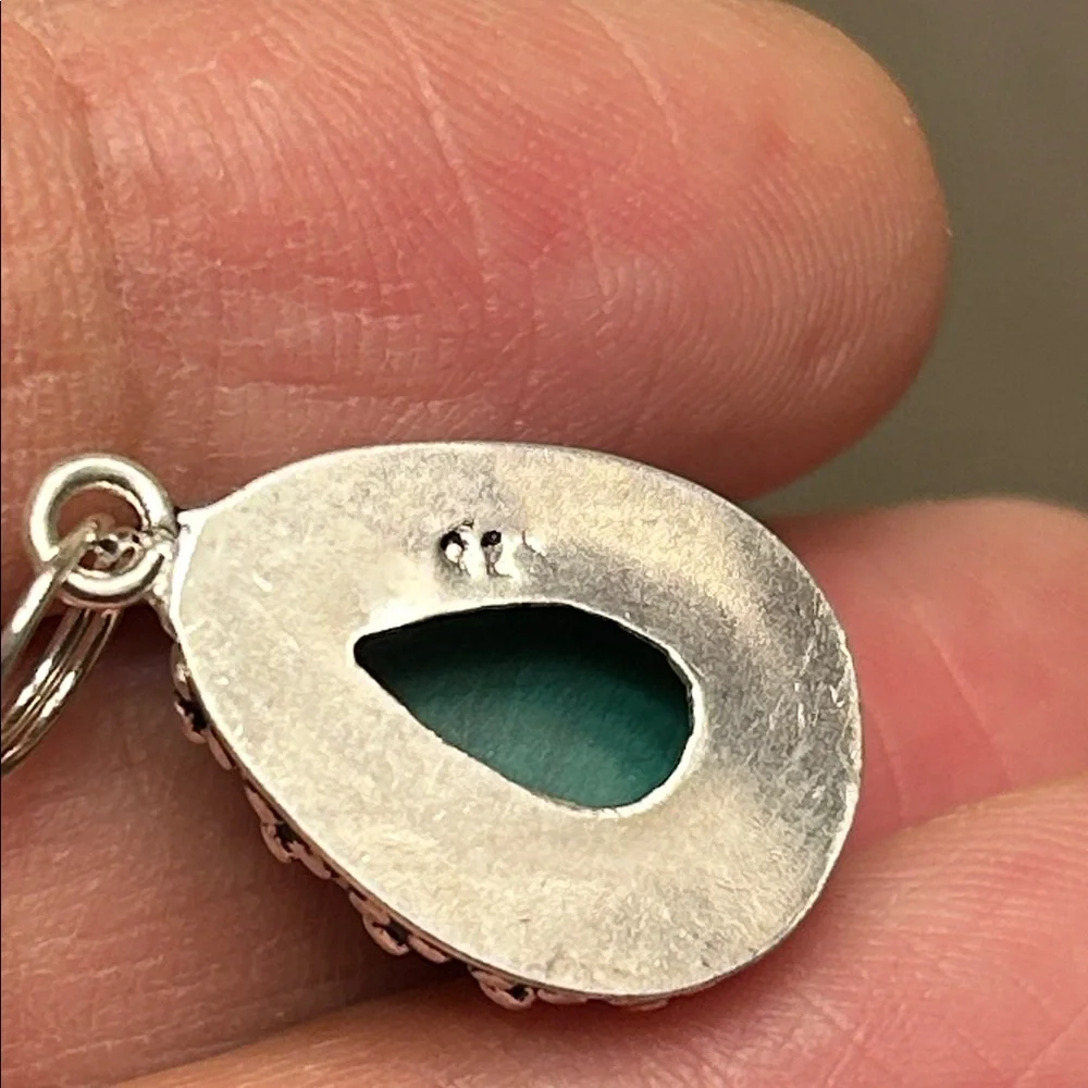 Sterling Silver Teadrop Malachite Pendant - Picture 4 of 4